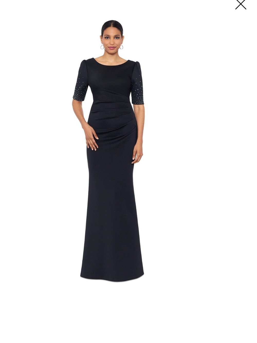 Xscape Evenings Elegant Black Evening Dress with Flattering Ruched Waist